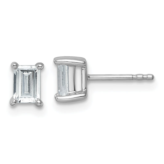 14k White Gold 1 ctw Lab Grown Diamond VS/SI+ G+ Emerald 4 Prong Heavy Wt. Stud Earrings