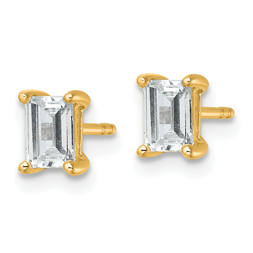14K Yellow Gold 1 Ctw Certified Lab Grown Diamond Vs+ F+ Emerald 4 Prong Heavy Wt. Stud Earrings