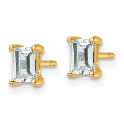 14K Yellow Gold 1 Ctw Certified Lab Grown Diamond Vs+ F+ Emerald 4 Prong Heavy Wt. Stud Earrings