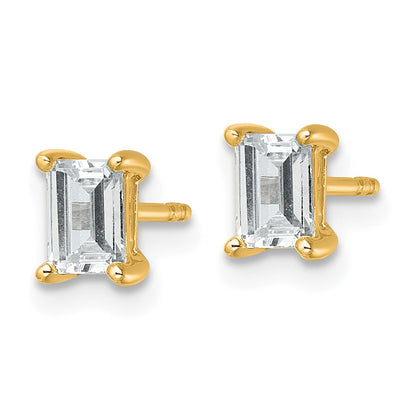 14k Yellow Gold 1 ctw Certified Lab Grown Diamond VS/SI+ G+ Emerald 4 Prong Heavy Wt. Stud Earrings