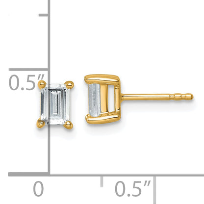 14K Yellow Gold 1 Ctw Certified Lab Grown Diamond Vs+ F+ Emerald 4 Prong Heavy Wt. Stud Earrings