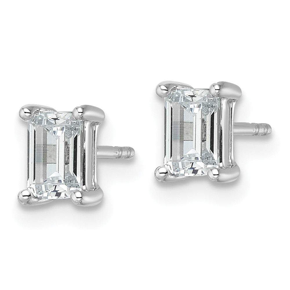 14k White Gold 1 1/2 ctw Certified Lab Grown Diamond VS/SI+ G+ Emerald 4 Prong Heavy Wt. Stud Earrings