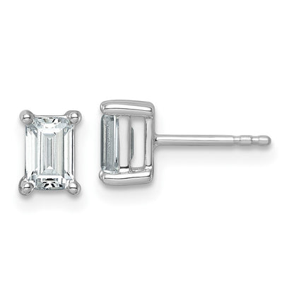 14K White Gold 1 1/2 Ctw Lab Grown Diamond Vs+ F+ Emerald 4 Prong Heavy Wt. Stud Earrings