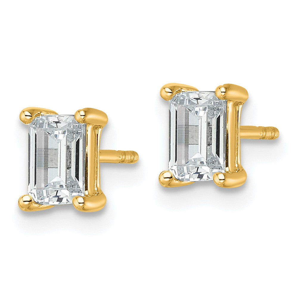 14k Yellow Gold 1 1/2 ctw Lab Grown Diamond VS/SI+ G+ Emerald 4 Prong Heavy Wt. Stud Earrings