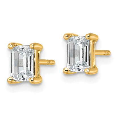 14k Yellow Gold 1 1/2 ctw Lab Grown Diamond VS/SI+ G+ Emerald 4 Prong Heavy Wt. Stud Earrings