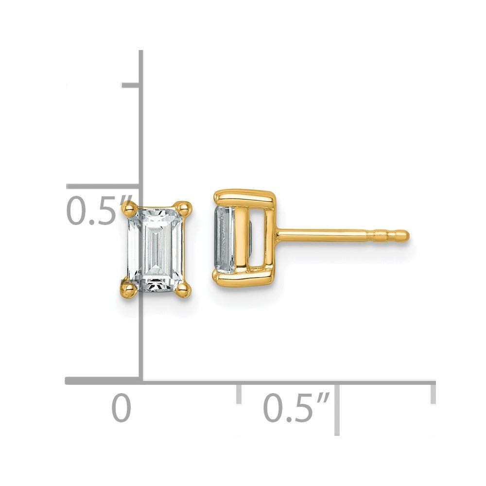 14K Yellow Gold 1 1/2 Ctw Lab Grown Diamond Vs+ F+ Emerald 4 Prong Heavy Wt. Stud Earrings