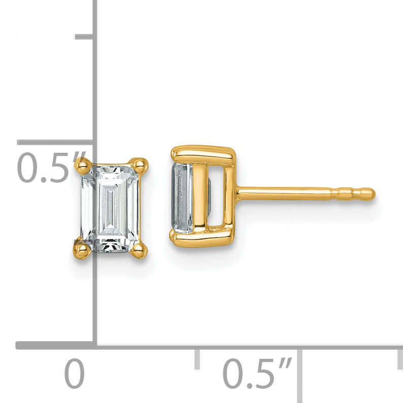 14K Yellow Gold 1 1/2 Ctw Certified Lab Grown Diamond Vs+ F+ Emerald 4 Prong Heavy Wt. Stud Earrings