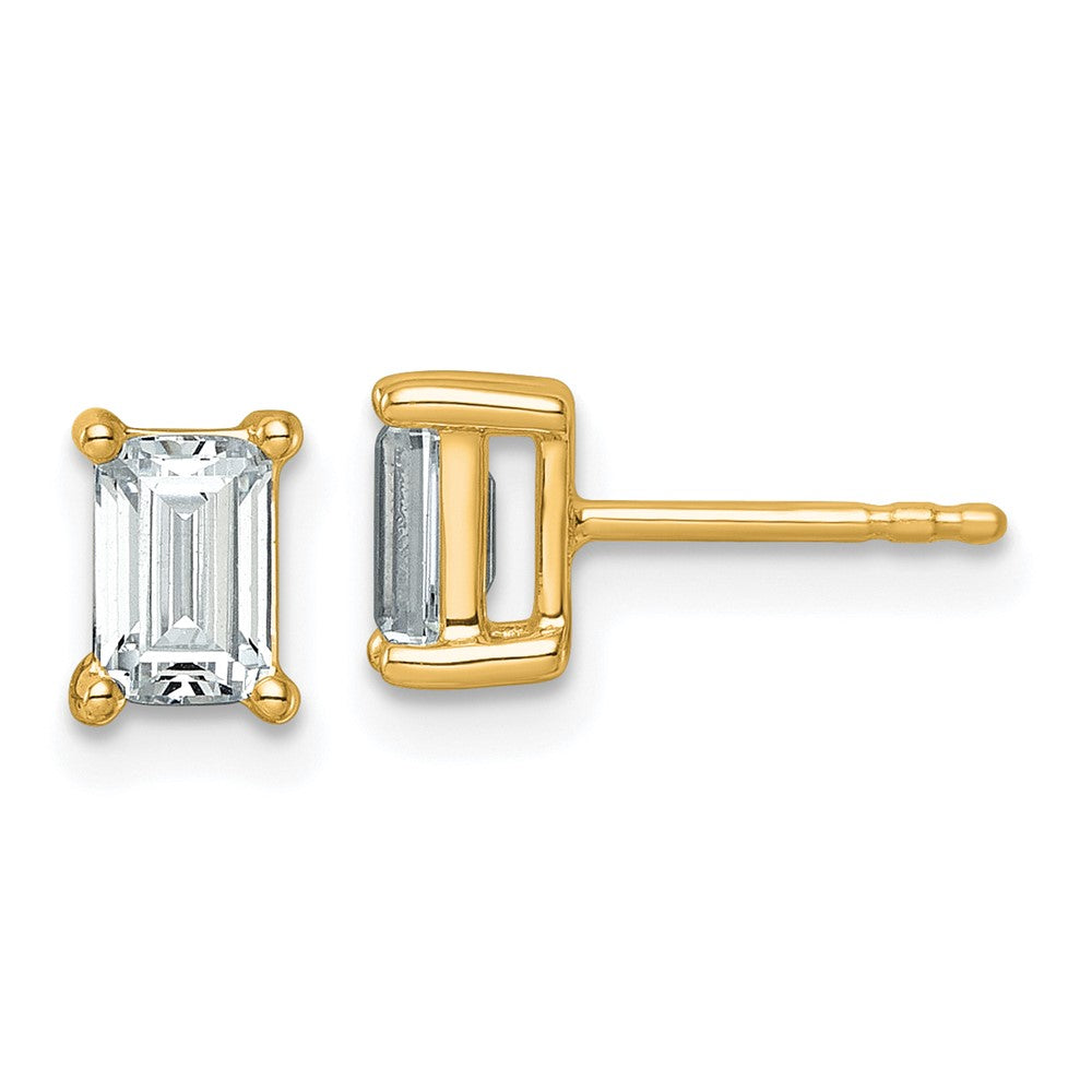 14K Yellow Gold 1 1/2 Ctw Lab Grown Diamond Vs+ F+ Emerald 4 Prong Heavy Wt. Stud Earrings