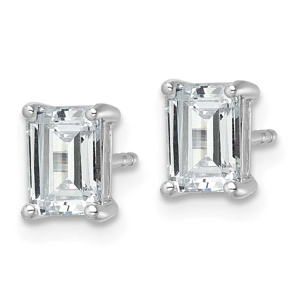 14K White Gold 2 Ctw Certified Lab Grown Diamond Vs+ F+ Emerald 4 Prong Heavy Wt. Stud Earrings