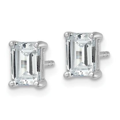14K White Gold 2 Ctw Lab Grown Diamond Vs+ F+ Emerald 4 Prong Heavy Wt. Stud Earrings