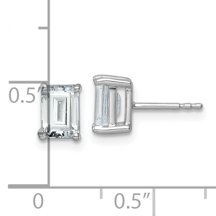 14k White Gold 2 ctw Lab Grown Diamond VS/SI+ G+ Emerald 4 Prong Heavy Wt. Stud Earrings