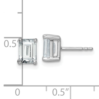 14k White Gold 2 ctw Lab Grown Diamond VS/SI+ G+ Emerald 4 Prong Heavy Wt. Stud Earrings