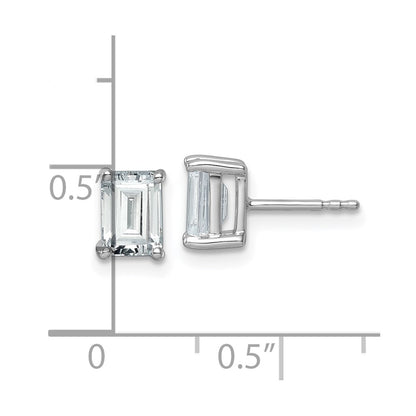 14K White Gold 2 Ctw Certified Lab Grown Diamond Vs+ F+ Emerald 4 Prong Heavy Wt. Stud Earrings