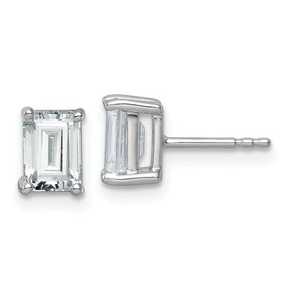 14K White Gold 2 Ctw Certified Lab Grown Diamond Vs+ F+ Emerald 4 Prong Heavy Wt. Stud Earrings