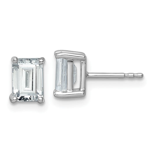 14K White Gold 2 Ctw Certified Lab Grown Diamond Vs+ F+ Emerald 4 Prong Heavy Wt. Stud Earrings