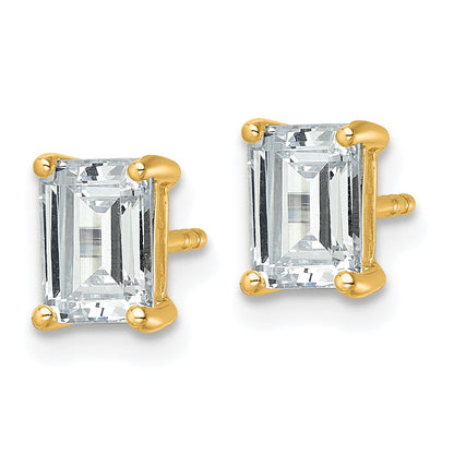 14k Yellow Gold 2 ctw Lab Grown Diamond VS/SI+ G+ Emerald 4 Prong Heavy Wt. Stud Earrings