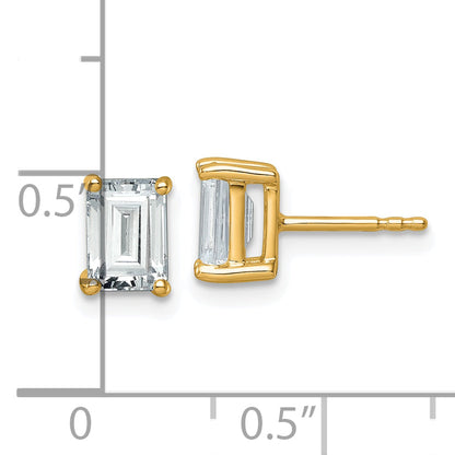14K Yellow Gold 2 Ctw Certified Lab Grown Diamond Vs+ F+ Emerald 4 Prong Heavy Wt. Stud Earrings