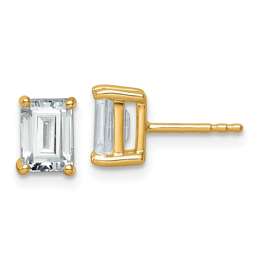 14K Yellow Gold 2 Ctw Certified Lab Grown Diamond Vs+ F+ Emerald 4 Prong Heavy Wt. Stud Earrings
