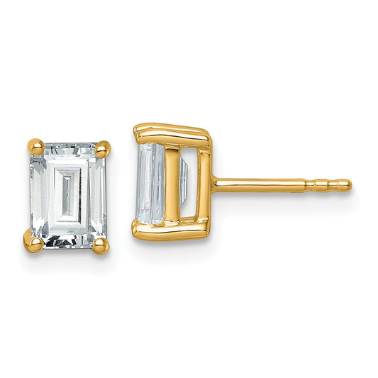 14k Yellow Gold 2 Ct. Certified Lab Grown Diamond VS/SI+ G+ Emerald Complete Solitare Stud Post Earrings