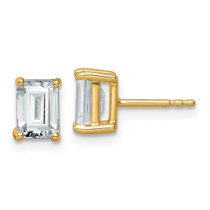 14k Yellow Gold 2 ctw Lab Grown Diamond VS/SI+ G+ Emerald 4 Prong Heavy Wt. Stud Earrings
