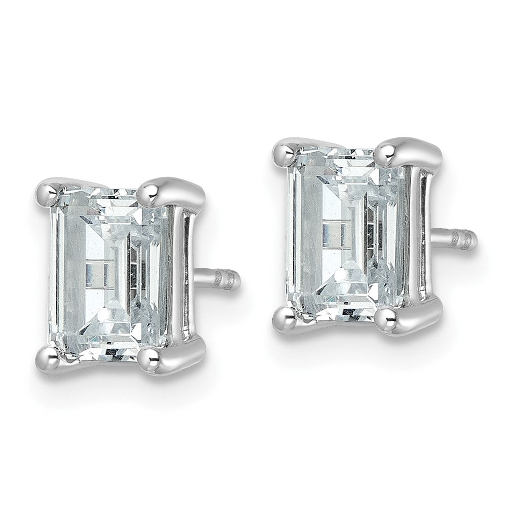 14k White Gold 3 Ct. Lab Grown Diamond VS/SI+ G+ Emerald Complete Solitare Stud Post Earrings