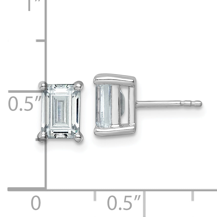 14K White Gold 3 Ctw Lab Grown Diamond Vs+ F+ Emerald 4 Prong Heavy Wt. Stud Earrings