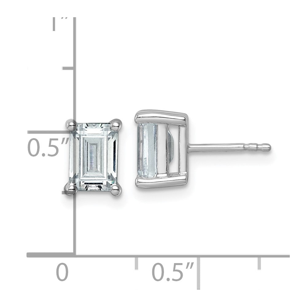 14k White Gold 3 Ct. Lab Grown Diamond VS/SI+ G+ Emerald Complete Solitare Stud Post Earrings
