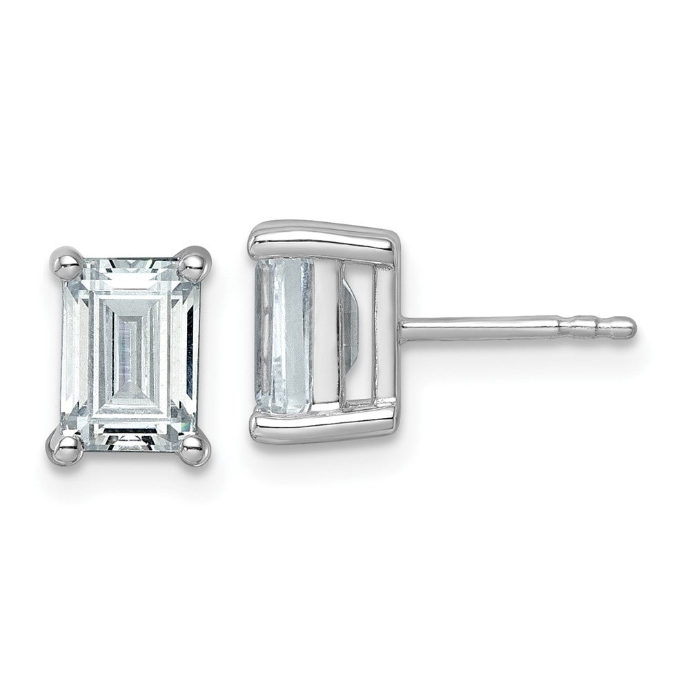 14k White Gold 3 Ct. Lab Grown Diamond VS/SI+ G+ Emerald Complete Solitare Stud Post Earrings