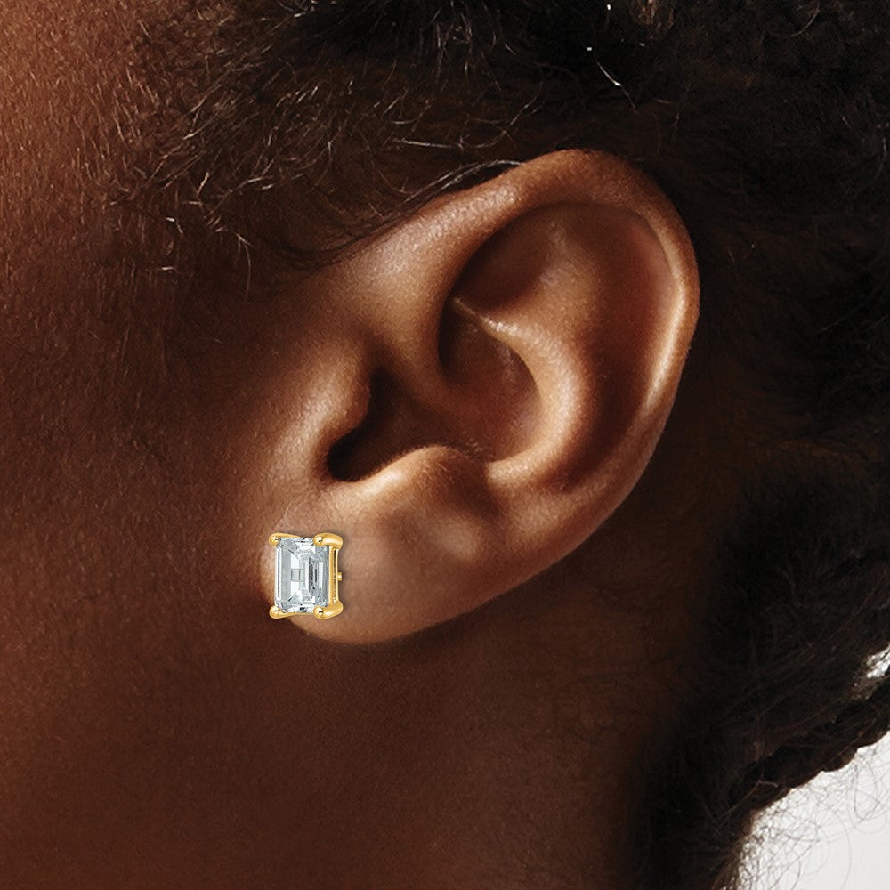 14K Yellow Gold 3 Ctw Certified Lab Grown Diamond Vs+ F+ Emerald 4 Prong Heavy Wt. Stud Earrings