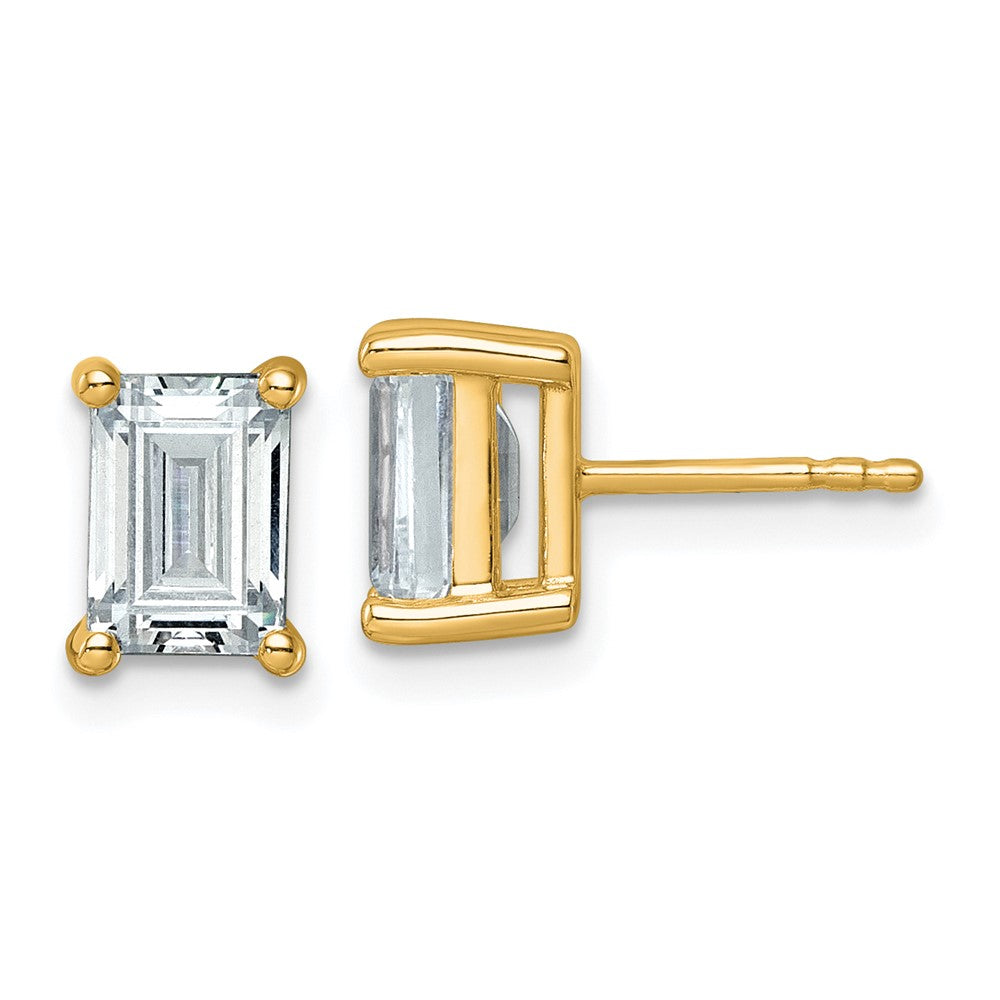 14k Yellow Gold 3 ctw Certified Lab Grown Diamond VS/SI+ G+ Emerald 4 Prong Heavy Wt. Stud Earrings