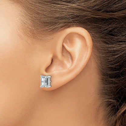 14k White Gold 4 ctw Certified Lab Grown Diamond VS/SI+ G+ Emerald 4 Prong Heavy Wt. Stud Earrings
