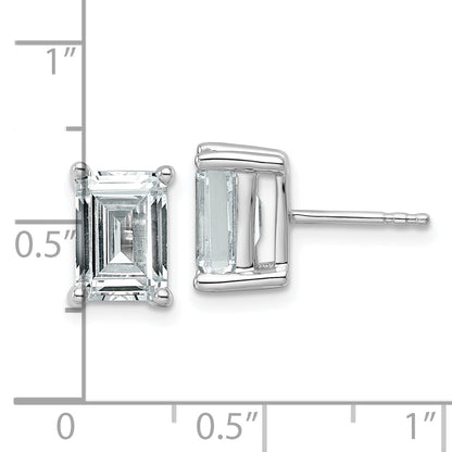 14K White Gold 4 Ctw Lab Grown Diamond Vs+ F+ Emerald Prong Heavy Wt. Stud Earrings