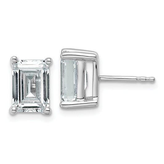 14K White Gold 4 Ctw Lab Grown Diamond Vs+ F+ Emerald Prong Heavy Wt. Stud Earrings