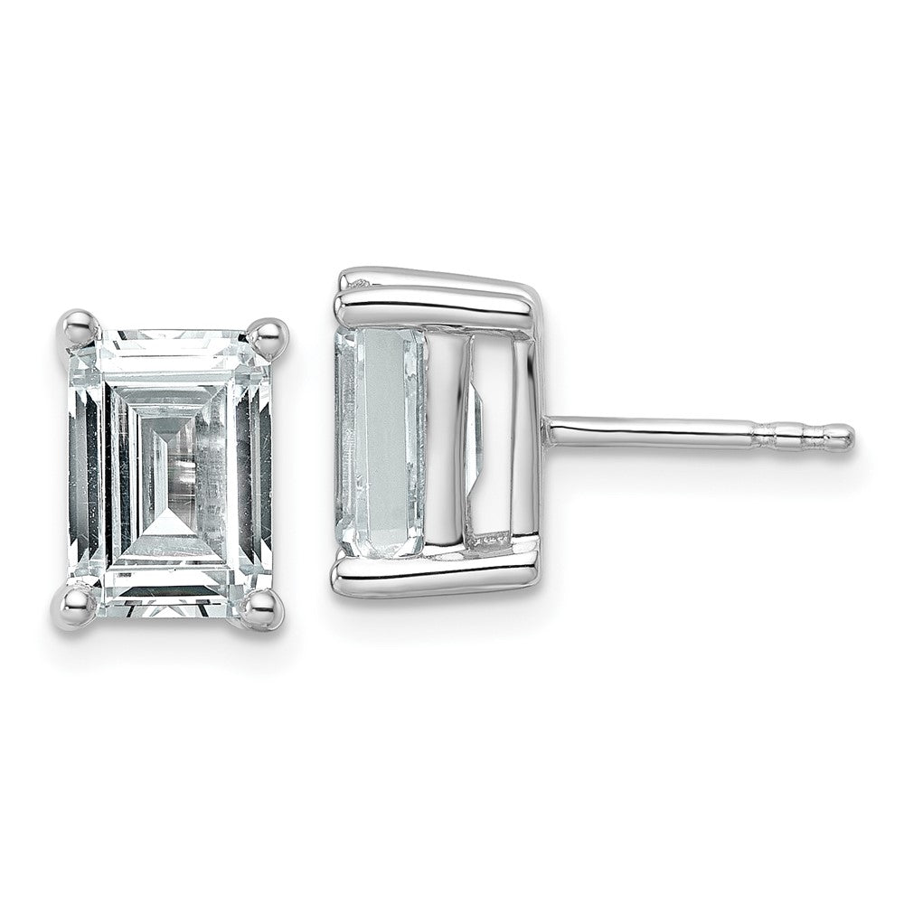 14k White Gold 4 ctw Certified Lab Grown Diamond VS/SI+ G+ Emerald 4 Prong Heavy Wt. Stud Earrings