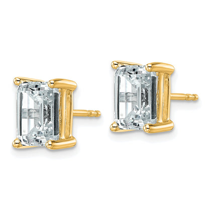 14K Yellow Gold 4 Ctw Lab Grown Diamond Vs+ F+ Emerald Prong Heavy Wt. Stud Earrings