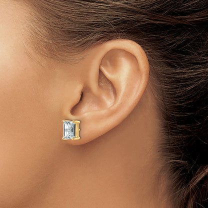 14k Yellow Gold 4 ctw Certified Lab Grown Diamond VS/SI+ G+ Emerald 4 Prong Heavy Wt. Stud Earrings