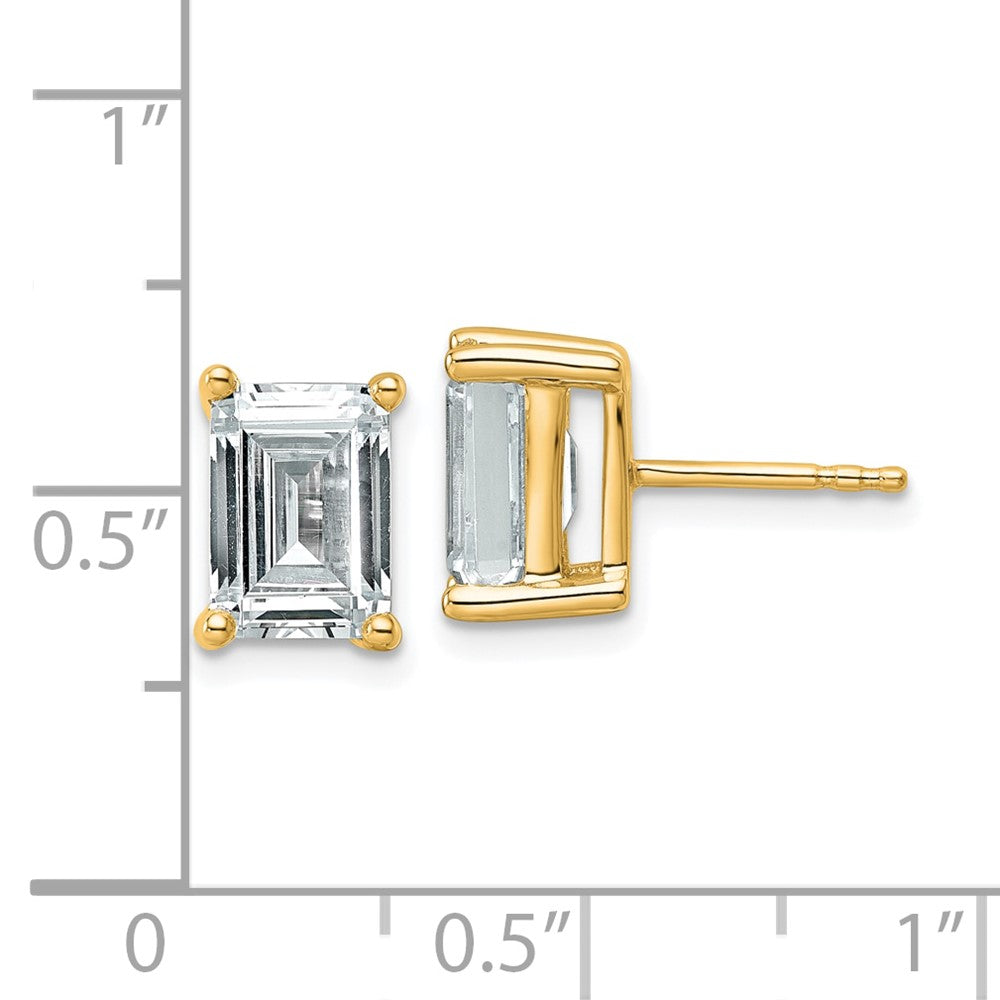 14k Yellow Gold 4 Ct. Certified Lab Grown Diamond VS/SI+ G+ Emerald Complete Solitare Stud Post Earrings