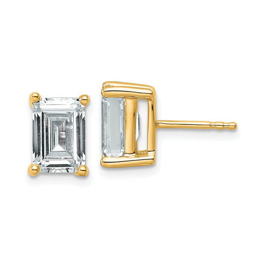 14K Yellow Gold 4 Ctw Lab Grown Diamond Vs+ F+ Emerald Prong Heavy Wt. Stud Earrings