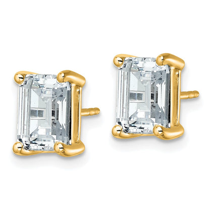 14k Yellow Gold 5 ctw Lab Grown Diamond VS/SI+ G+ Emerald 4 Prong Heavy Wt. Stud Earrings