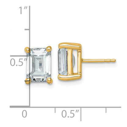 14K Yellow Gold 5 Ctw Certified Lab Grown Diamond Vs+ F+ Emerald 4 Prong Heavy Wt. Stud Earrings