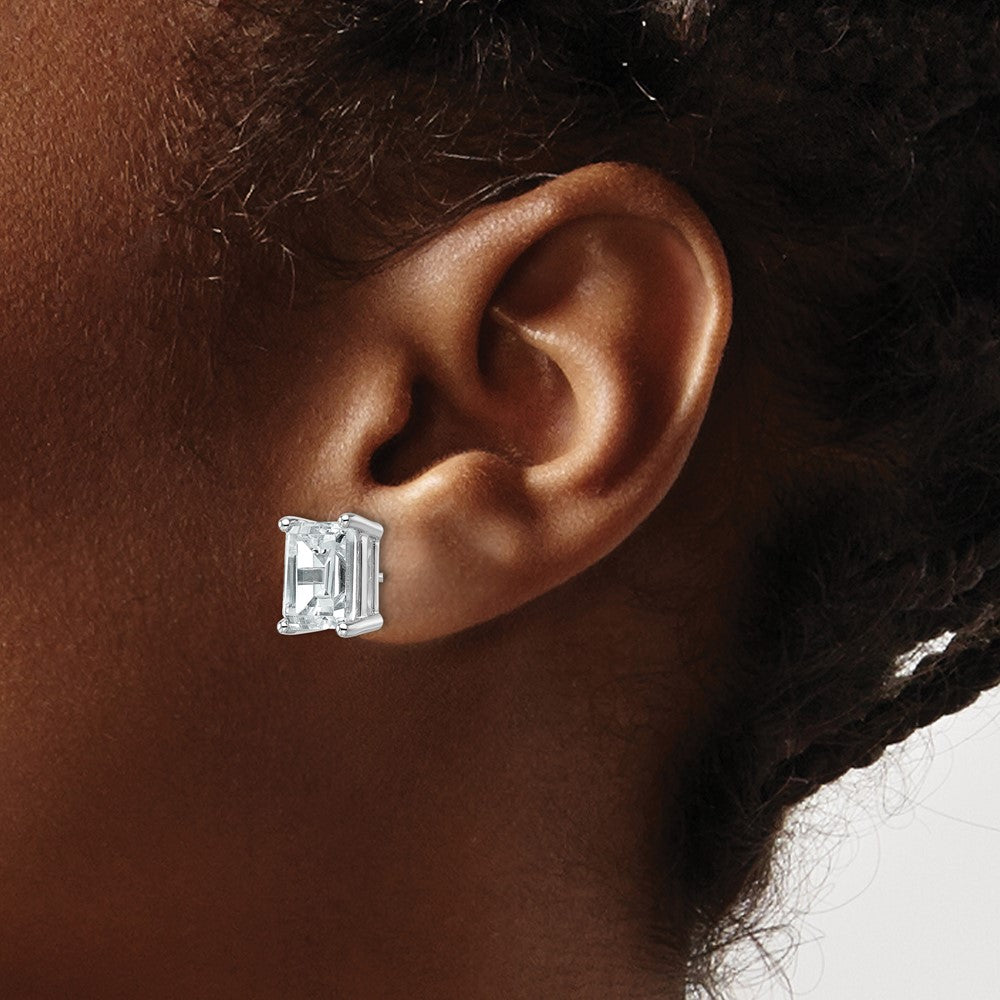 14k White Gold 6 ctw Lab Grown Diamond VS/SI+ G+ Emerald 4 Prong Heavy Wt. Stud Earrings