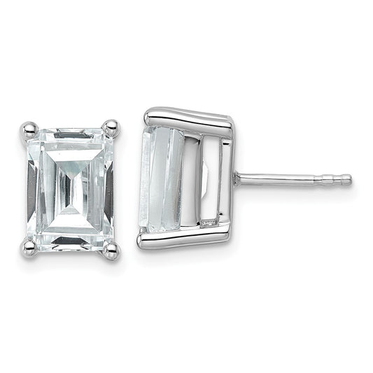 14k White Gold 6 ctw Lab Grown Diamond VS/SI+ G+ Emerald 4 Prong Heavy Wt. Stud Earrings