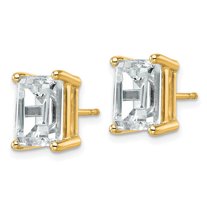 14K Yellow Gold 6 Ctw Certified Lab Grown Diamond Vs+ F+ Emerald 4 Prong Heavy Wt. Stud Earrings