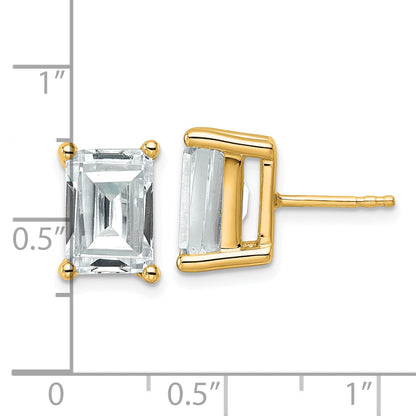 14K Yellow Gold 6 Ctw Certified Lab Grown Diamond Vs+ F+ Emerald 4 Prong Heavy Wt. Stud Earrings