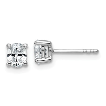 14K White Gold 1/2 Carat Lab Grown Diamond Vs+ F+ Complete Oval Four Prong Stud Earrings