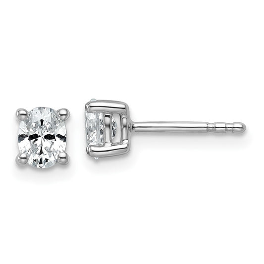 14K White Gold 1/2 Carat Lab Grown Diamond Vs+ F+ Complete Oval Four Prong Stud Earrings