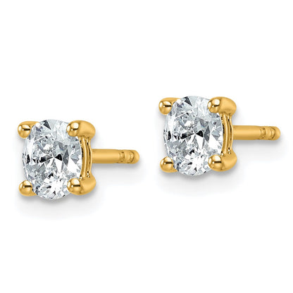 14K Yellow Gold 1/2 Carat Certified Lab Grown Diamond Vs+ F+ Complete Oval Four Prong Stud Earrings