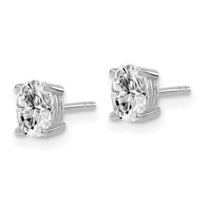 14k White Gold 2/3 ctw Lab Grown Diamond VS/SI+ G+ Oval 4 Prong Heavy Wt. Stud Earrings