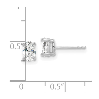 14k White Gold 2/3 ctw Lab Grown Diamond VS/SI+ G+ Oval 4 Prong Heavy Wt. Stud Earrings