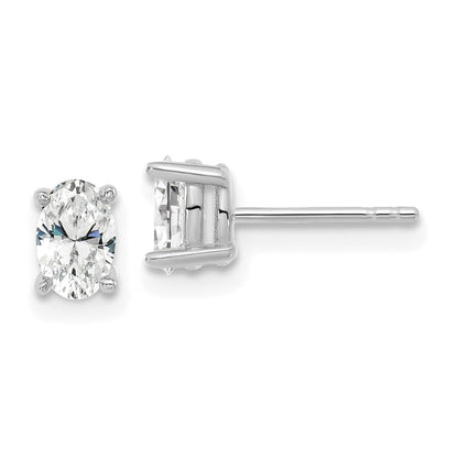 14k White Gold 5/8 Ct. Lab Grown Diamond VS/SI+ G+ Complete Oval Stud Post Earrings